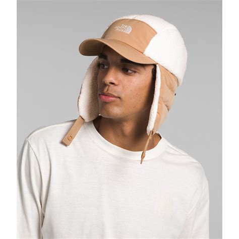 Check Fleece Trapper Hat in Pale stone 